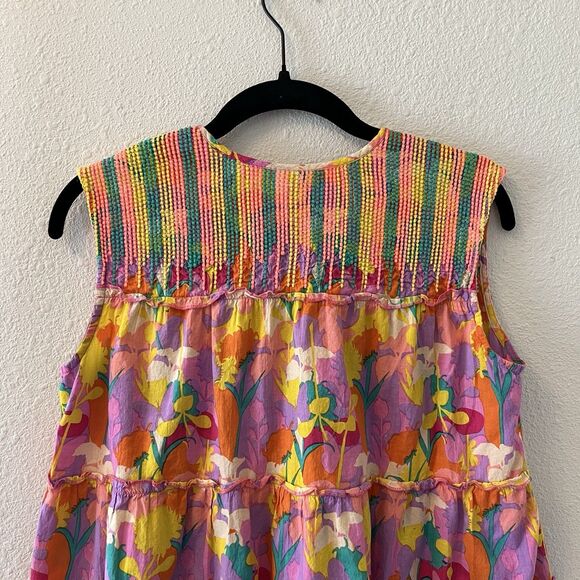 Ivy Jane Women's Top Size Sm Running Stitched Top Boho Colorful Embroidered Cute - Picture 4 of 9